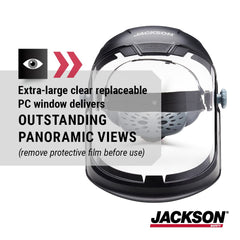 Jackson Safety 14200 Maxview Premium Face Shield with 370 Speed Dial Ratcheting Headgear - Uncoated Clear