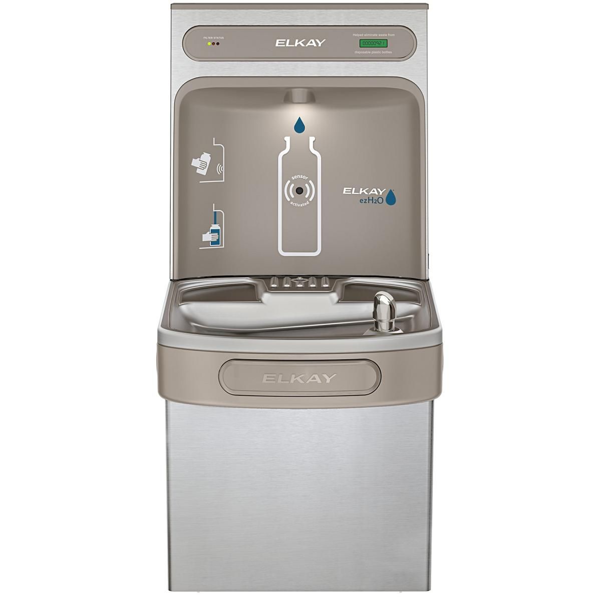 ELKAY Elkay LZS8WSVRSK Commercial, 1 Station, 8.0 GPH, Wall Mount (On-Wall), Bottle Filler/Cooler Combo