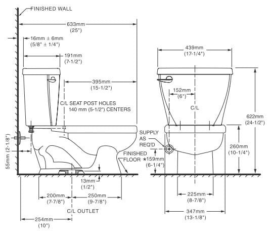AMERICAN STANDARD American Standard 3483001.020 Cadet Right Height Toilet Bowl Elongated Vitreous China White
