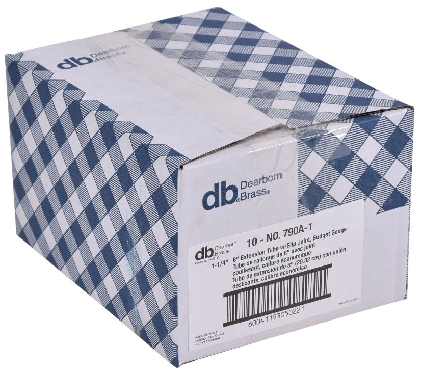 DEARBORN Dearborn Brass 790A-1 Extension Tube 1-1/4 in x 8 in Slip Joint Chrome Plated Brass