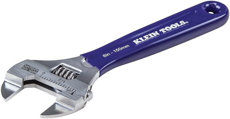 KLEIN TOOLS Klein Tools D86934 Adjustable Wrench Forged with Slimmer Jaw and High Polish Chrome Finish 6-inch