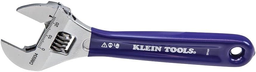KLEIN TOOLS Klein Tools D86934 Adjustable Wrench Forged with Slimmer Jaw and High Polish Chrome Finish 6-inch
