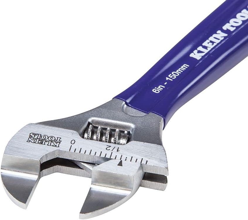 KLEIN TOOLS Klein Tools D86934 Adjustable Wrench Forged with Slimmer Jaw and High Polish Chrome Finish 6-inch