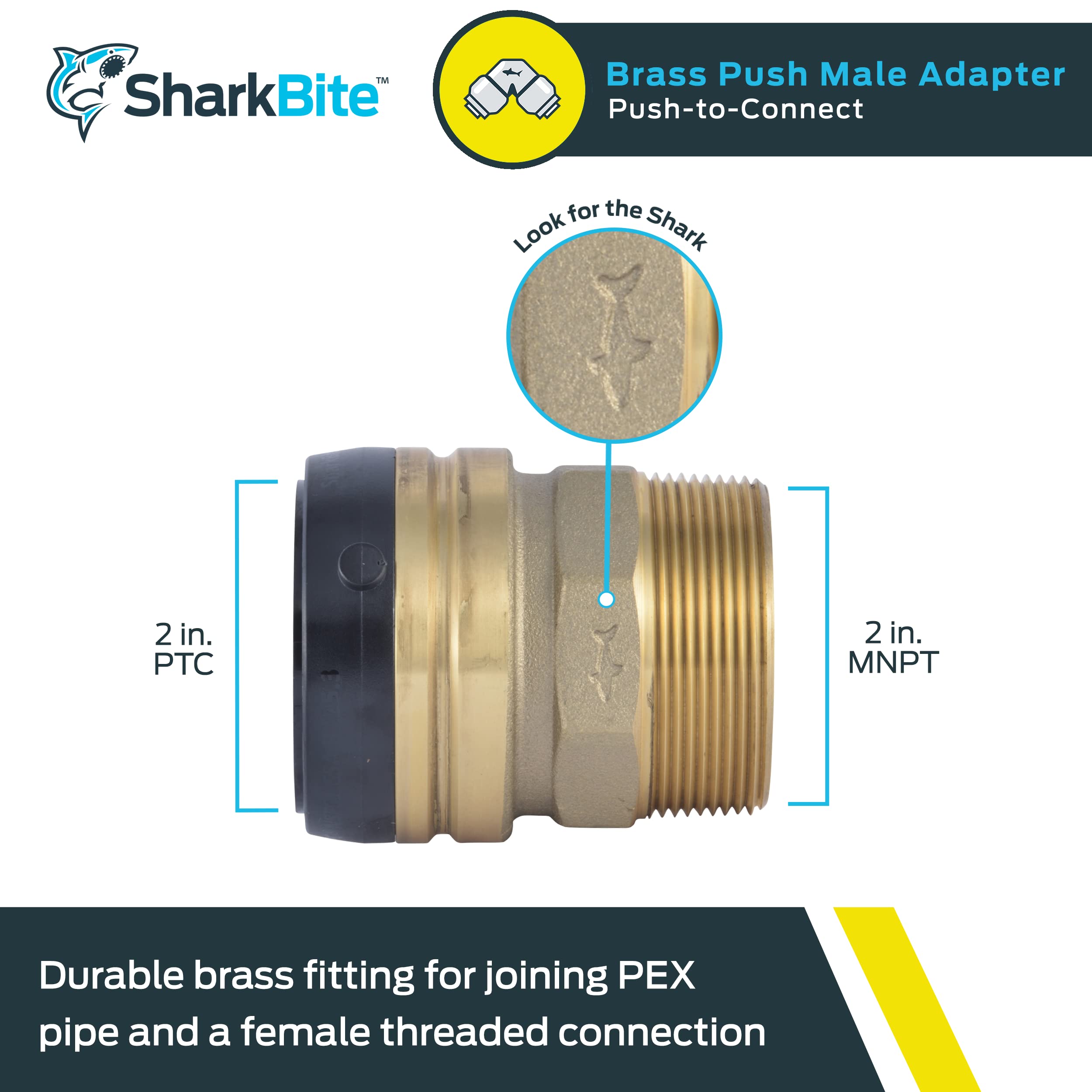 SHARKBITE SharkBite UXL113532M Push to Connect Brass Adapter 1-1/4 Inch MNPT
