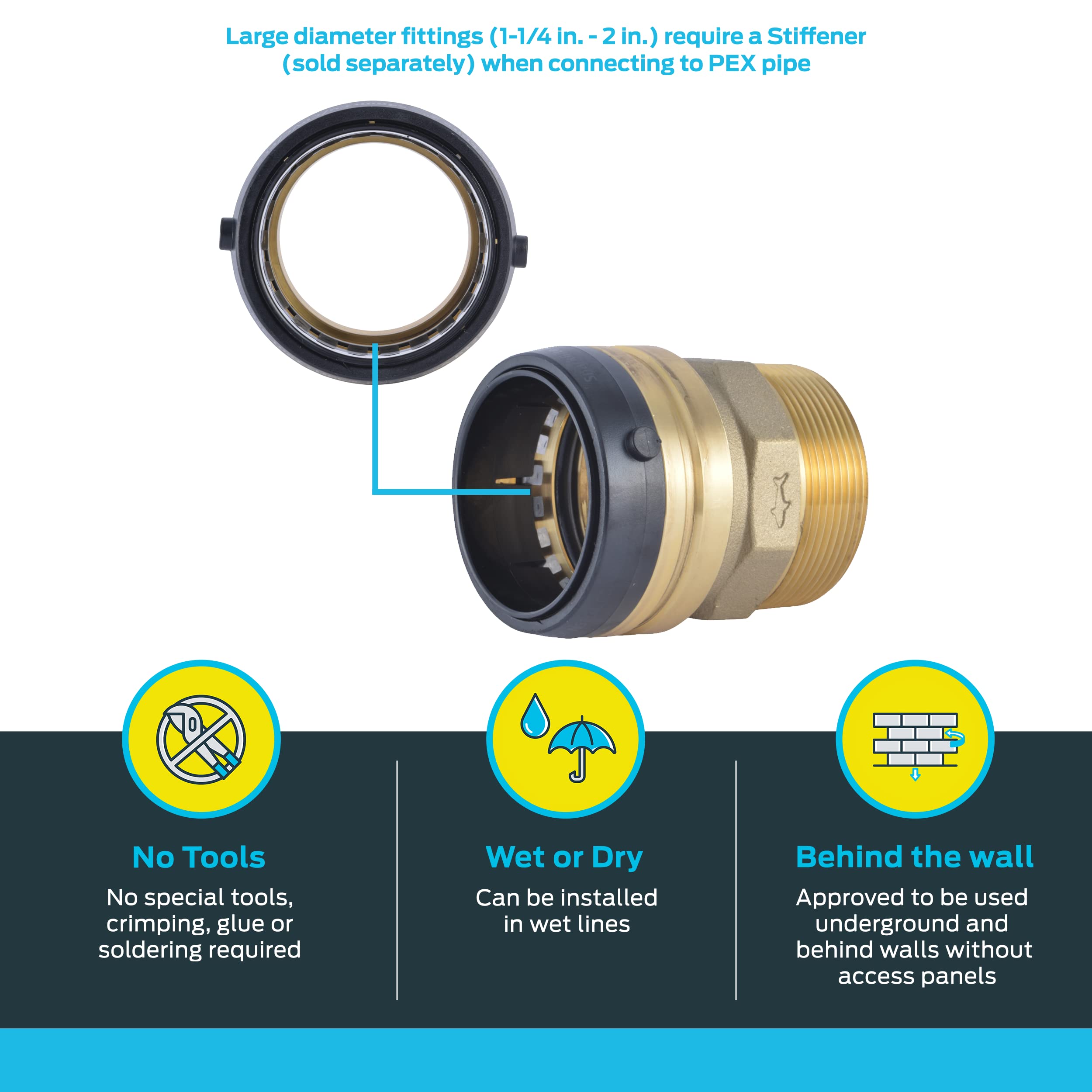 SHARKBITE SharkBite UXL113532M Push to Connect Brass Adapter 1-1/4 Inch MNPT