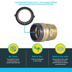 SharkBite UXL113532M Push to Connect Brass Adapter 1-1/4 Inch MNPT