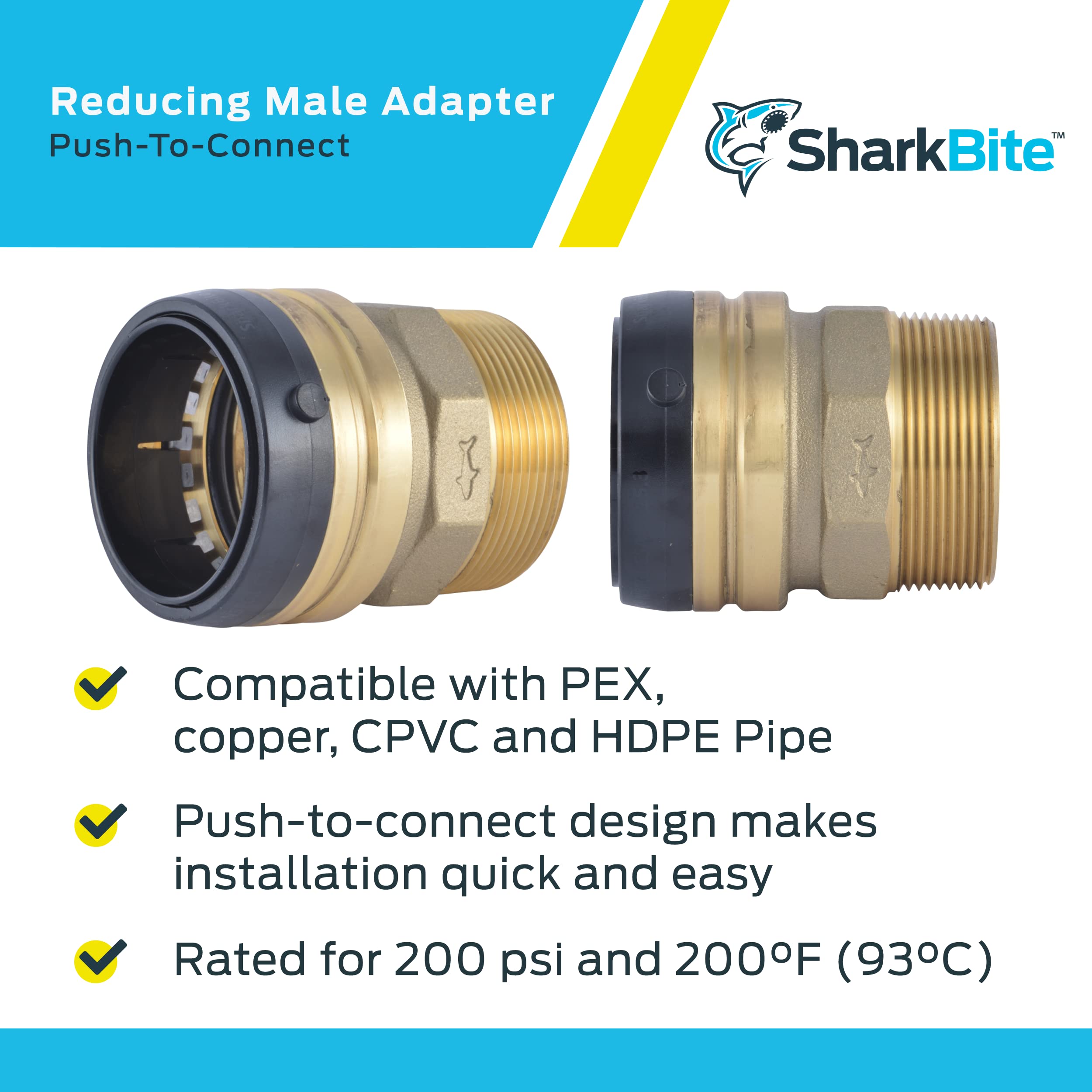 SHARKBITE SharkBite UXL113532M Push to Connect Brass Adapter 1-1/4 Inch MNPT