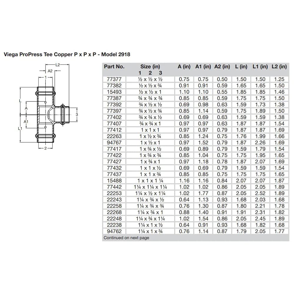 VIEGA Viega 77387 ProPress Tee 3/4 Inch x 3/4 Inch x 3/4 Inch Press x Press x Press