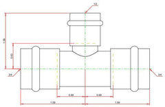 Viega 77402 ProPress 3/4 x 3/4 x 1/2 Copper Tee Reducing Tee