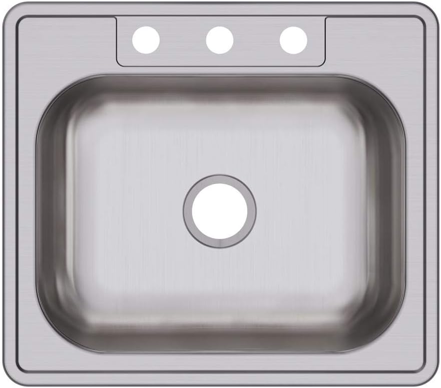 ELKAY Elkay D125223 Dayton Single Bowl Drop-in Stainless Steel Sink Satin 25 x 22