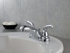 DELTA FAUCET Delta Faucet B2510LF Foundations Two Handle Centerset Bathroom Sink Faucet Chrome Metal Pop-Up
