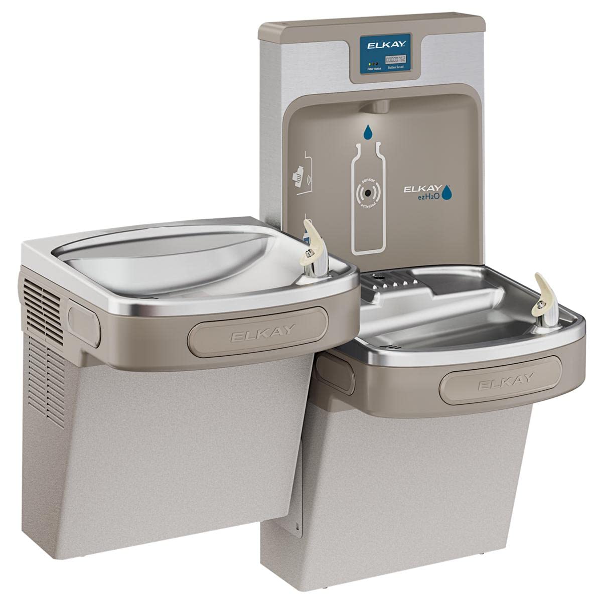 ELKAY Elkay LZSTL8WSLP Bottle Filling Station & Cooler, Bi-level, Light Gray Granite