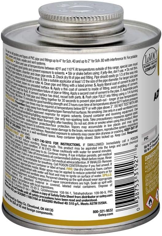 OATEY Oatey 31927 16 oz PVC Regular Advanced Clear Cement