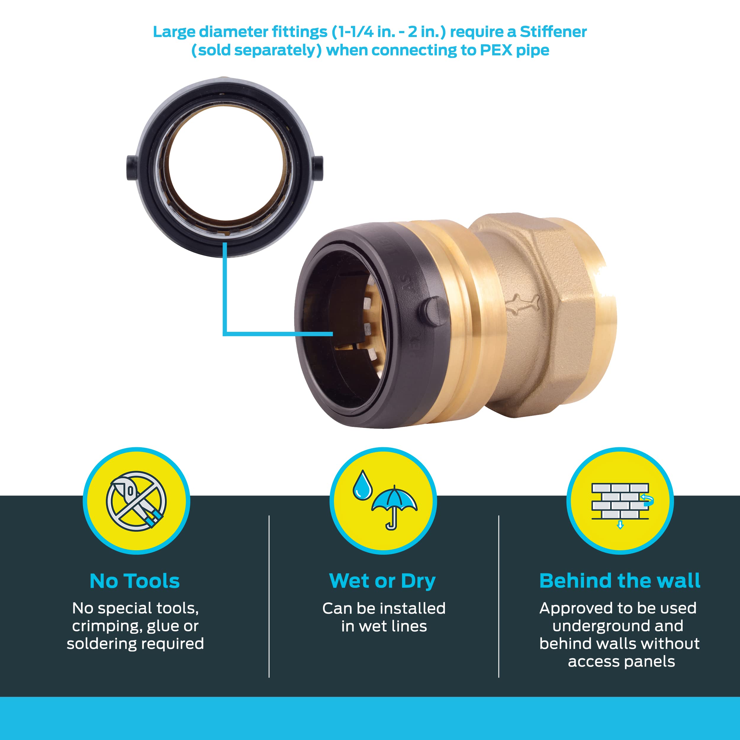 SHARKBITE SharkBite UXL114140F Push-to-Connect Adapter 1-1/2 Inch x FNPT