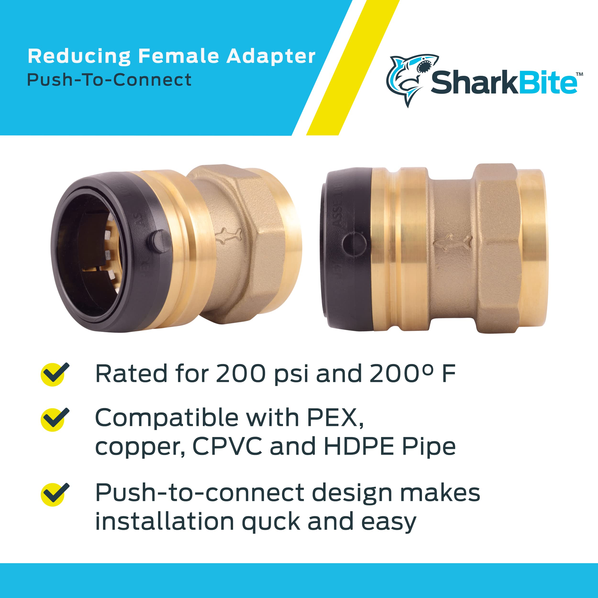 SHARKBITE SharkBite UXL114140F Push-to-Connect Adapter 1-1/2 Inch x FNPT