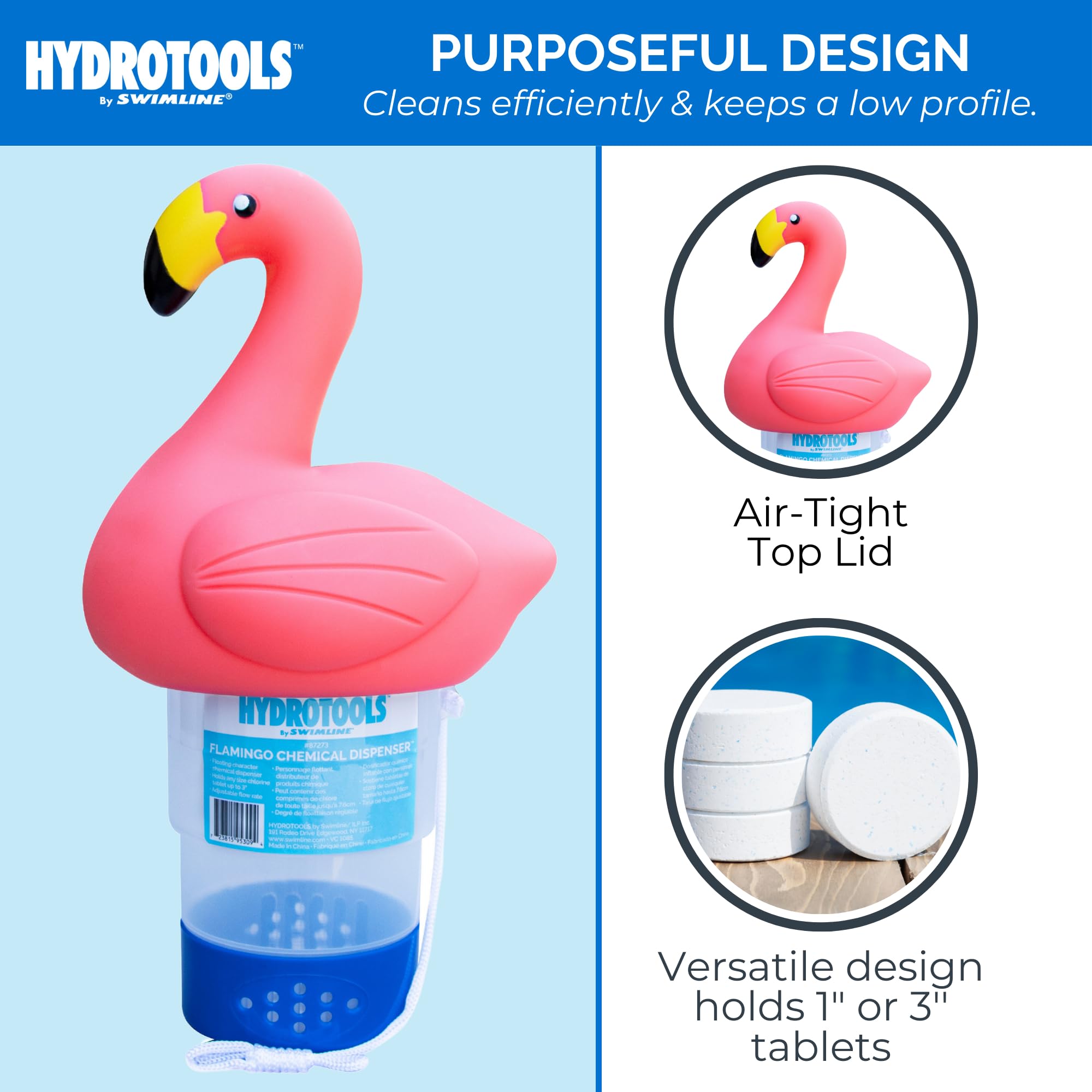 SWIMLINE Swimline 87273 Flamingo Large Capacity Pool & Spa Chemical Dispenser for Bromine & Chlorine Tablets