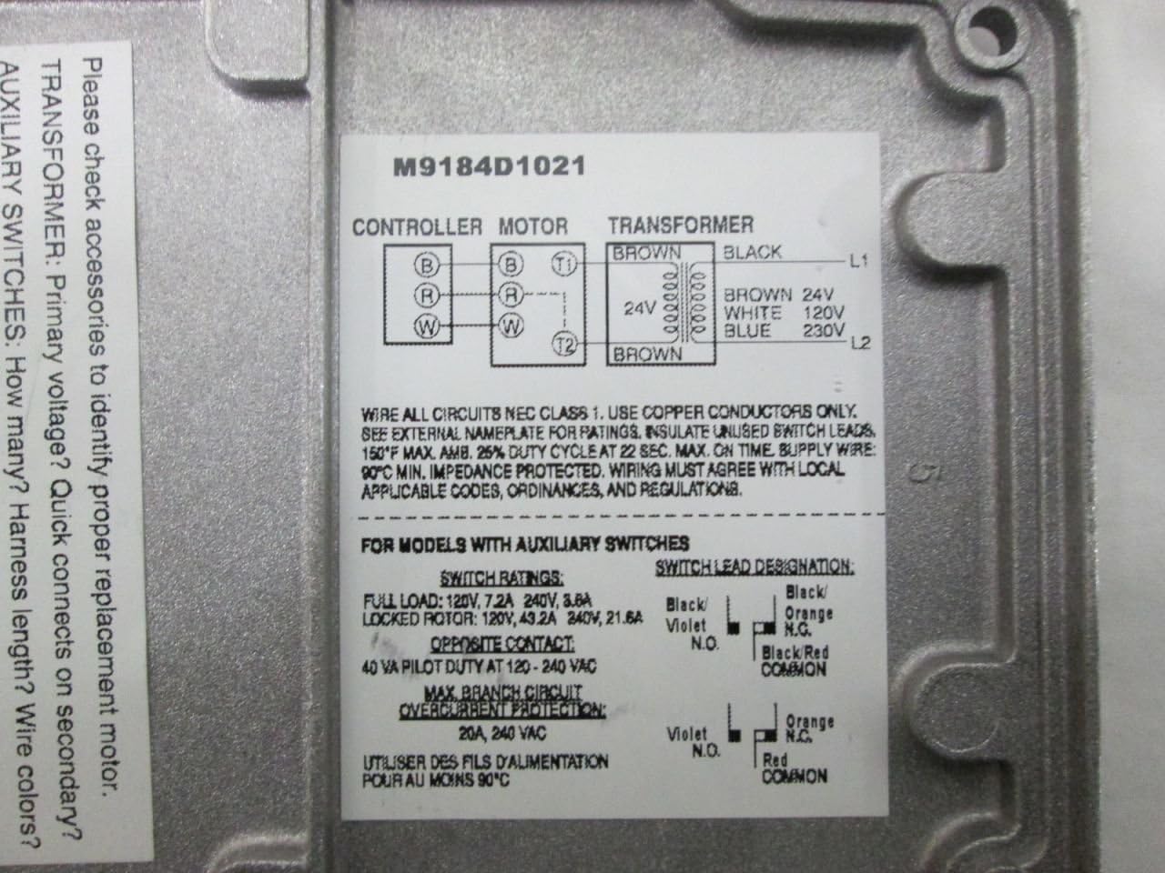 HONEYWELL Honeywell M9184D1021 Electric Actuator 150lb-in Remote Mount 24Vac