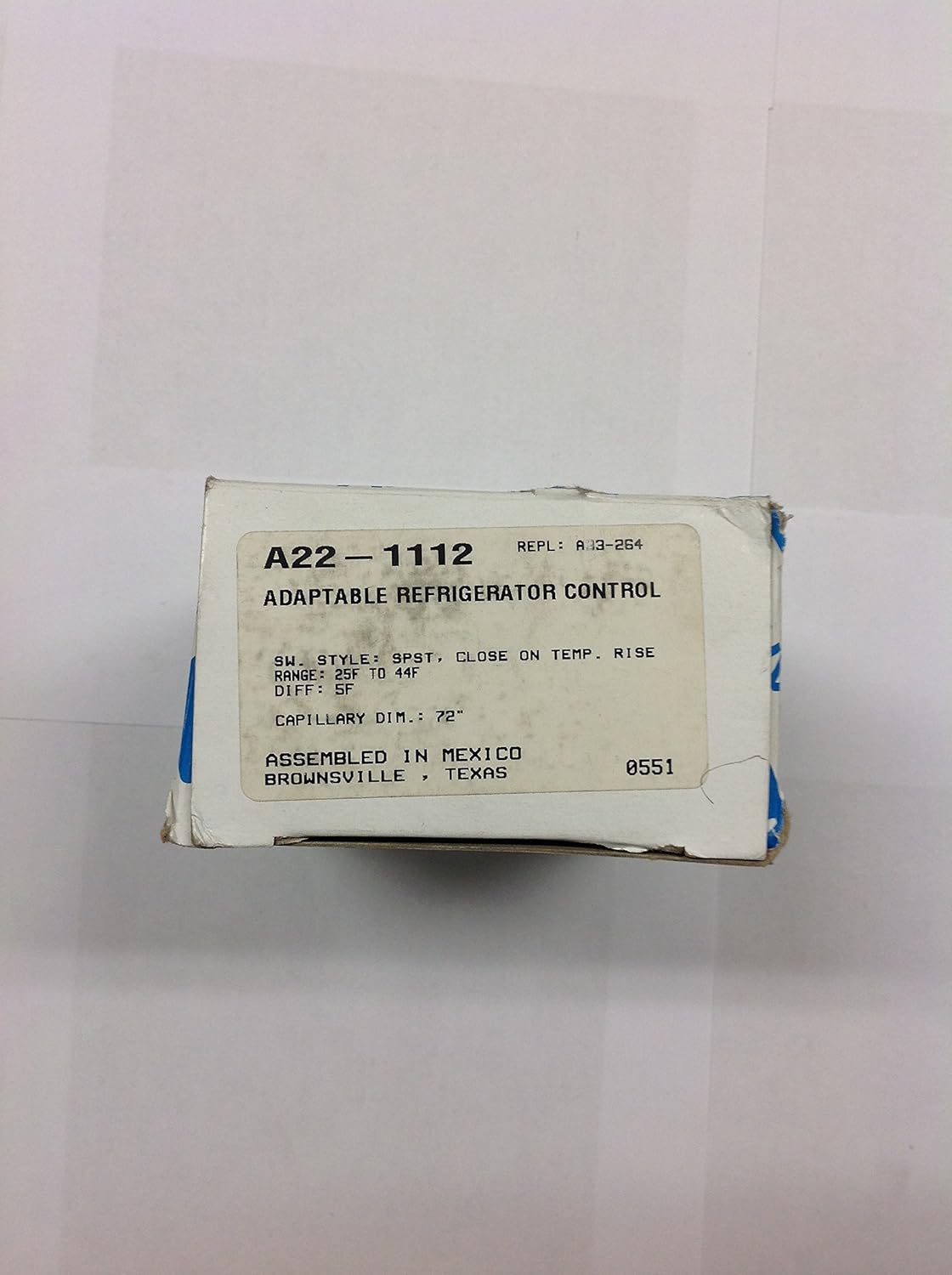 ROBERTSHAW Ranco A22-1112 Cold Control SPST 72 Cap
