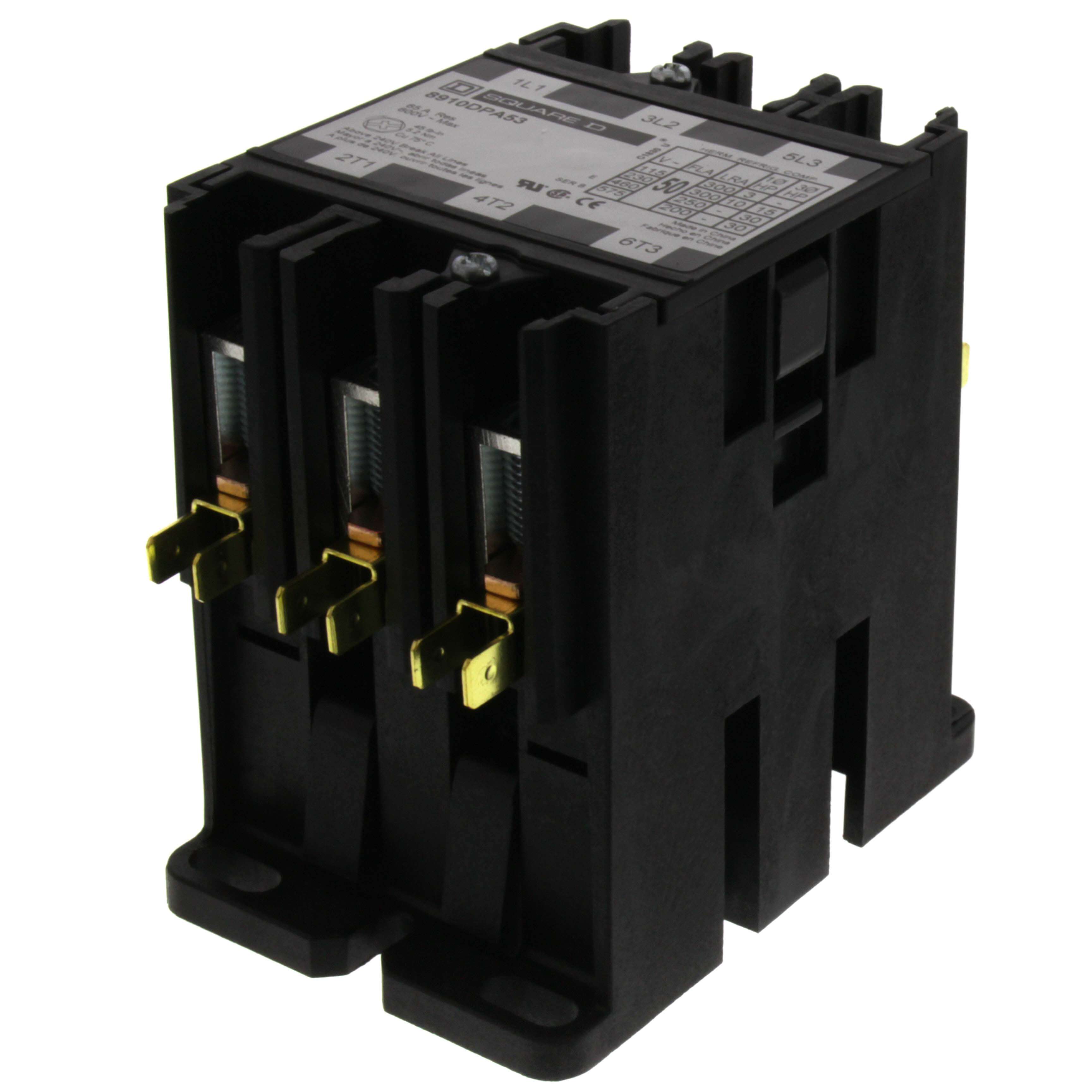 SCHNEIDER ELECTRIC Square D 8910DPA53V14 Definite Purpose Contactor 50 Amp 3-Pole 24 VAC