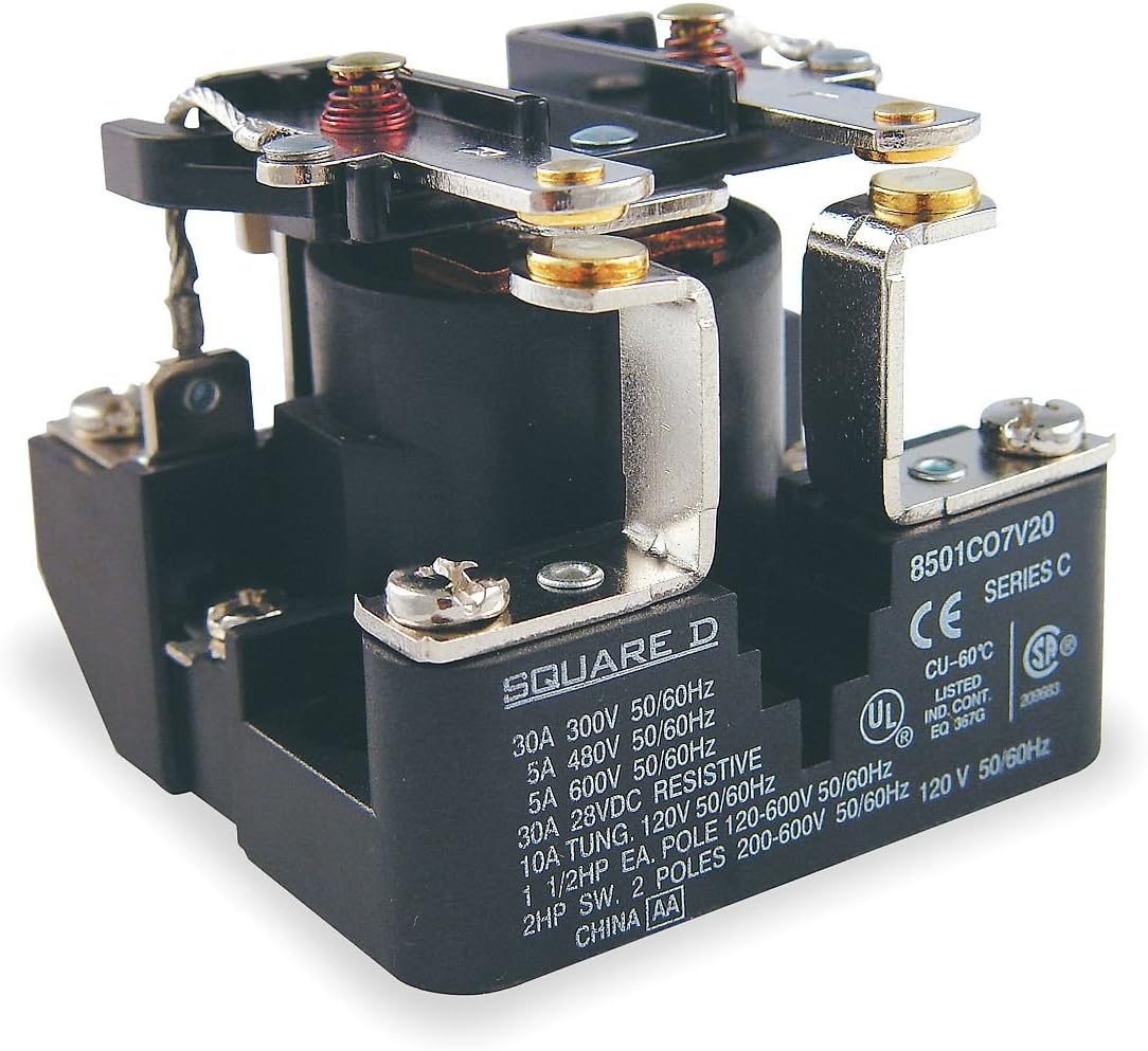 SCHNEIDER ELECTRIC Square D 8501CO7V20 Power Relay 120V 30A DPST Panel Mount AC
