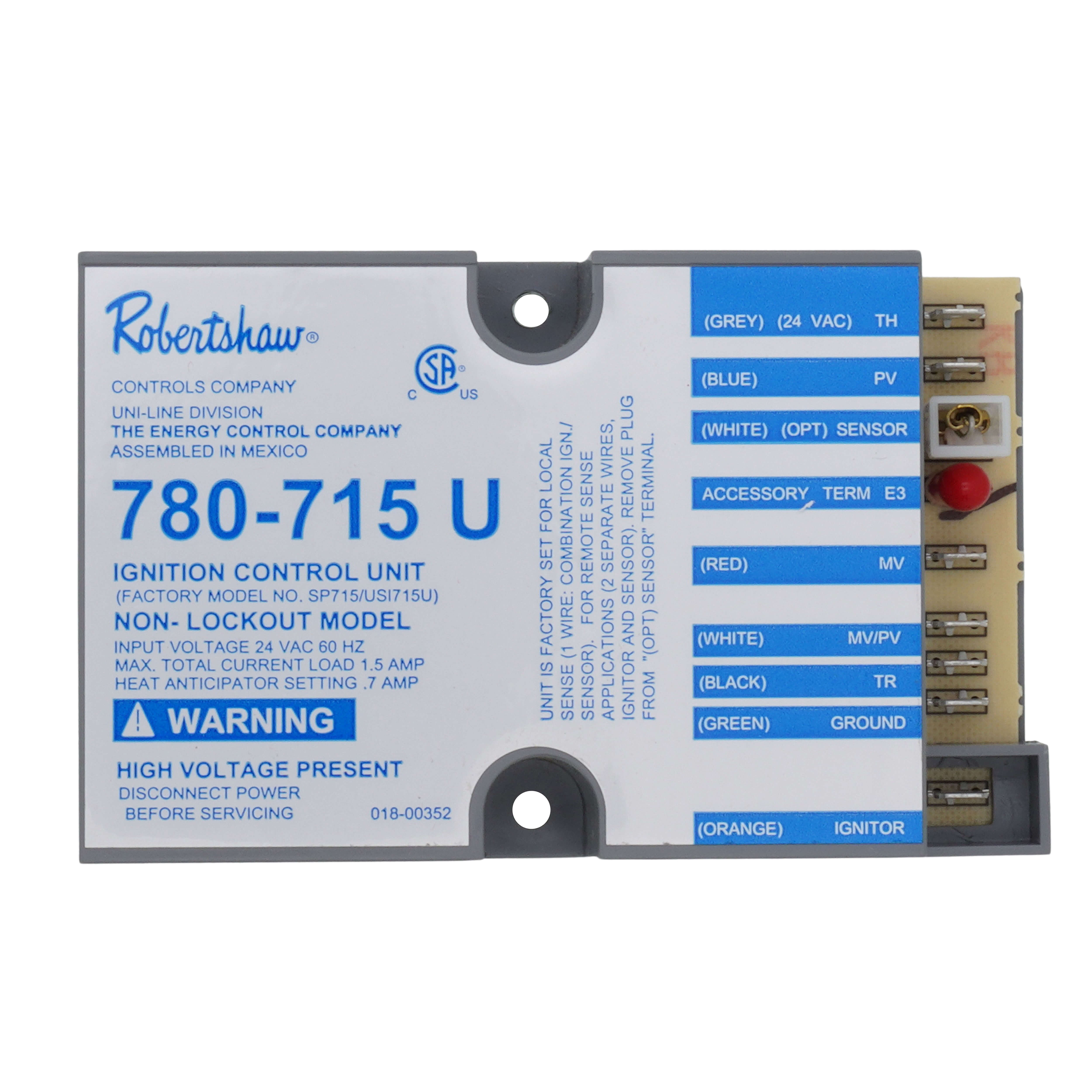 ROBERTSHAW Robertshaw 780-715 Nonlockout Ignition Controller