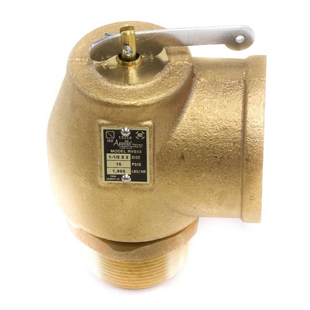 APOLLO VALVES Apollo Valves 13-214-B15 Low Pressure Steam Safety Valve 1-1/2 in. 15 psi 1900 lb/hr