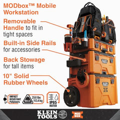 KLEIN TOOLS Klein Tools 54803MB MODbox Medium Toolbox Modular Tool Storage System Side Mounting Reinforced Handle Tool Caddy