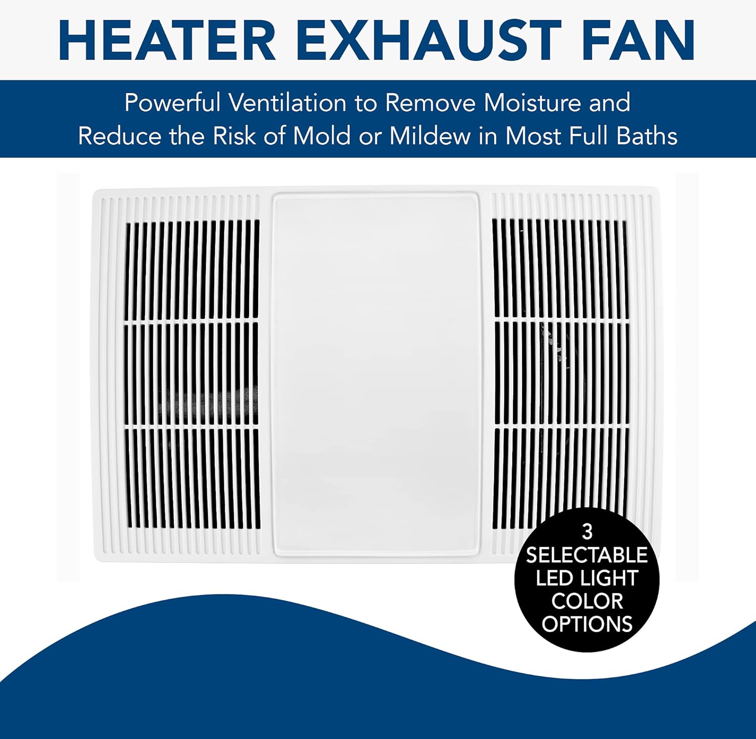 BROAN-NUTONE Broan-NuTone BHFLED110 PowerHeat Bathroom Exhaust Fan, Heater, and LED Light Combination, 110 CFM