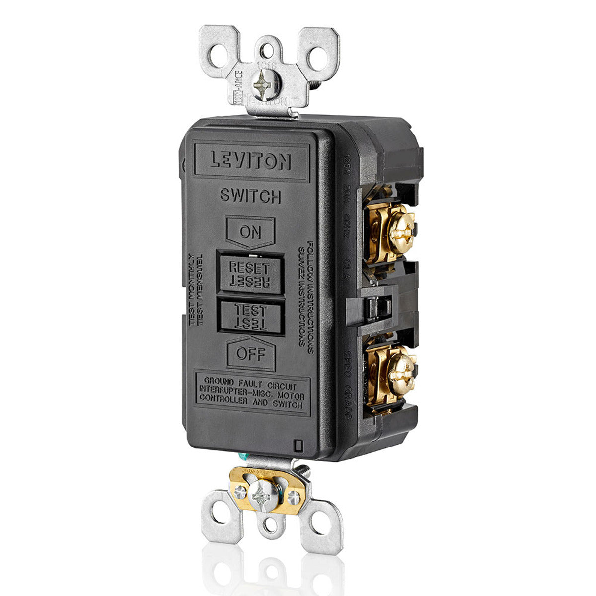 LEVITON Leviton GFRBF-XE Self-Test Blank Face GFCI 20A 125V Feed-Through Black