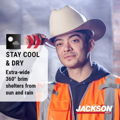 Jackson Safety 19502 Cowboy Hard Hat 4 Point Ratchet Suspension Tan 6.5 to 8 4 Pack/Case