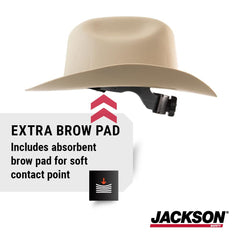 Jackson Safety 19502 Cowboy Hard Hat 4 Point Ratchet Suspension Tan 6.5 to 8 4 Pack/Case