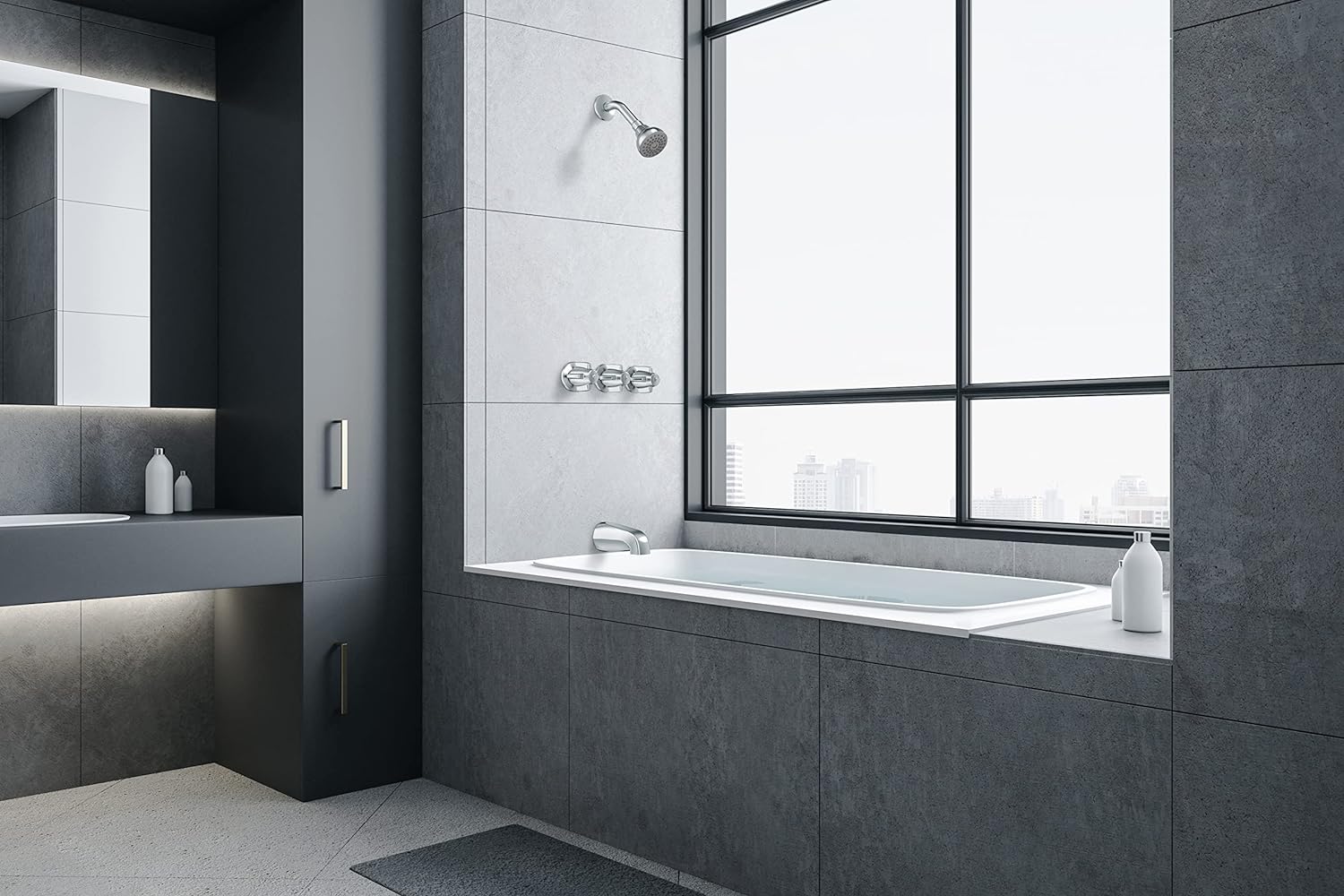 CENTRAL BRASS Central Brass 0968-Z Three Handle Tub & Shower Set Chrome