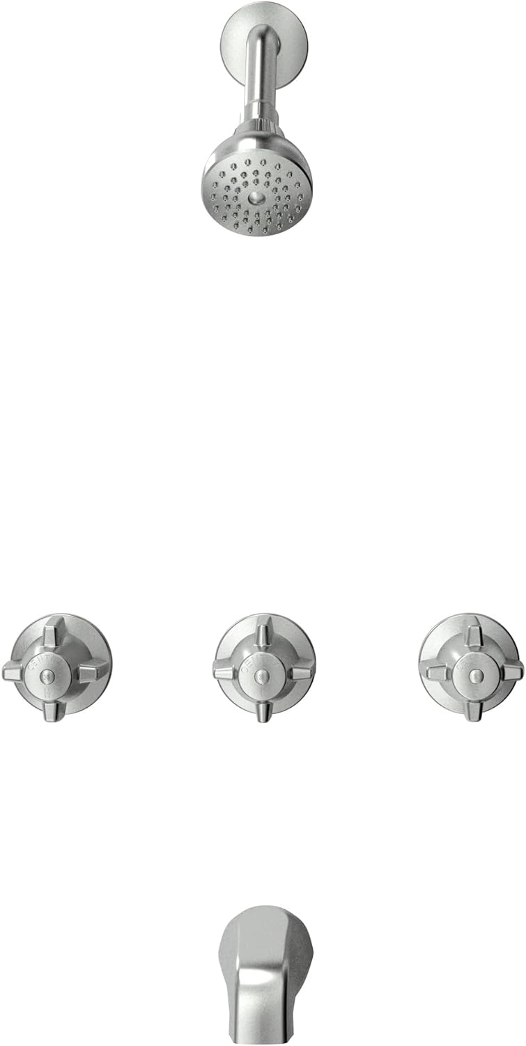 CENTRAL BRASS Central Brass 0968-Z Three Handle Tub & Shower Set Chrome