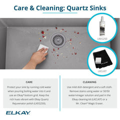 ELKAY Elkay ELGU3322BK0 Quartz Classic 33 x 18-1/2 in. No Hole Composite Double Bowl Undermount Kitchen Sink in Black