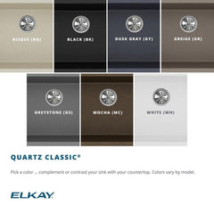 ELKAY Elkay ELGU3322BK0 Quartz Classic 33 x 18-1/2 in. No Hole Composite Double Bowl Undermount Kitchen Sink in Black