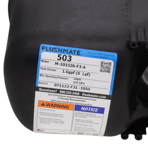 FLUSHMATE Flushmate M-101526-F31K Change Out Kit for American Standard 4142016 Elongated Pressure Assisted Toilet