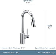 MOEN Moen 7882BL Genta LX Matte Black Single-Handle Modern Kitchen Faucet with Pull Down Sprayer, Reflex Docking Head, Faucet for Kitchen Sink with Power Boost for a Faster Clean