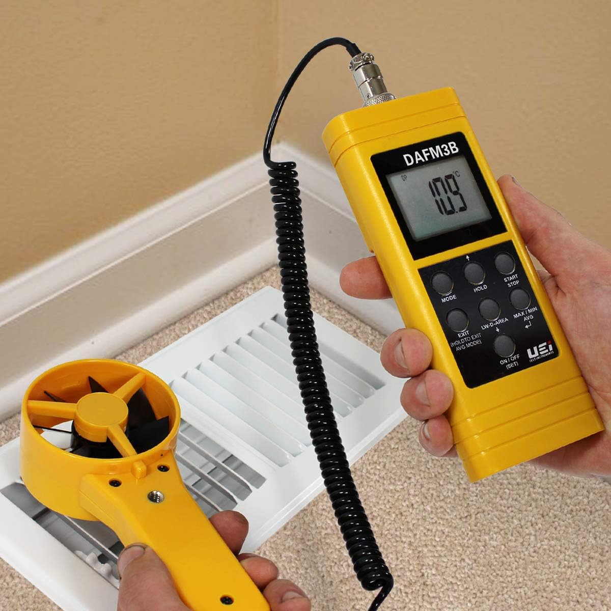 UEI TEST INSTRUMENTS UEi Test Instruments DAFM3B Digital Airflow Meter Yellow