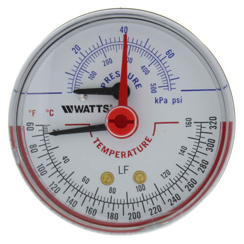 WATTS Watts Regulator 0121686 Gauge Temperature & Pressure 0-70 psi