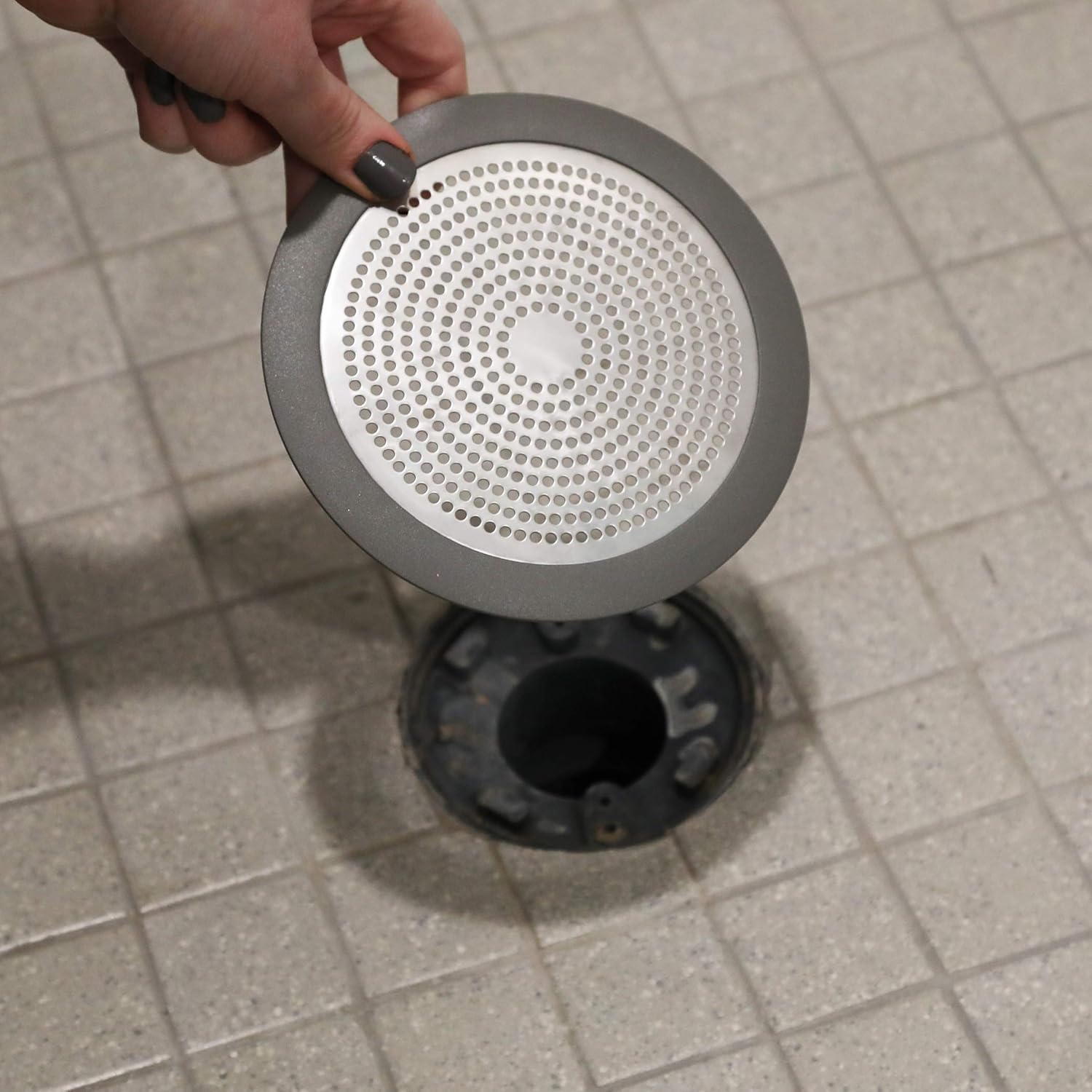 DANCO Danco 10895 Shower Drain Strainer, 5-3/4 inch Brushed Nickel Hair Catcher