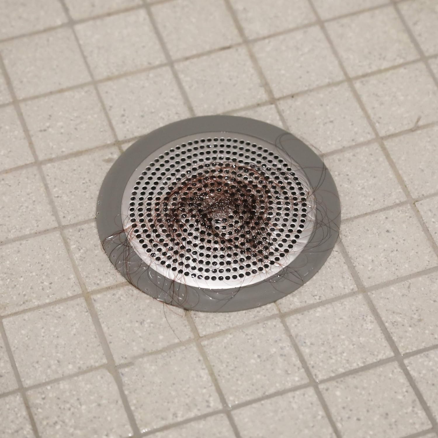 DANCO Danco 10895 Shower Drain Strainer, 5-3/4 inch Brushed Nickel Hair Catcher
