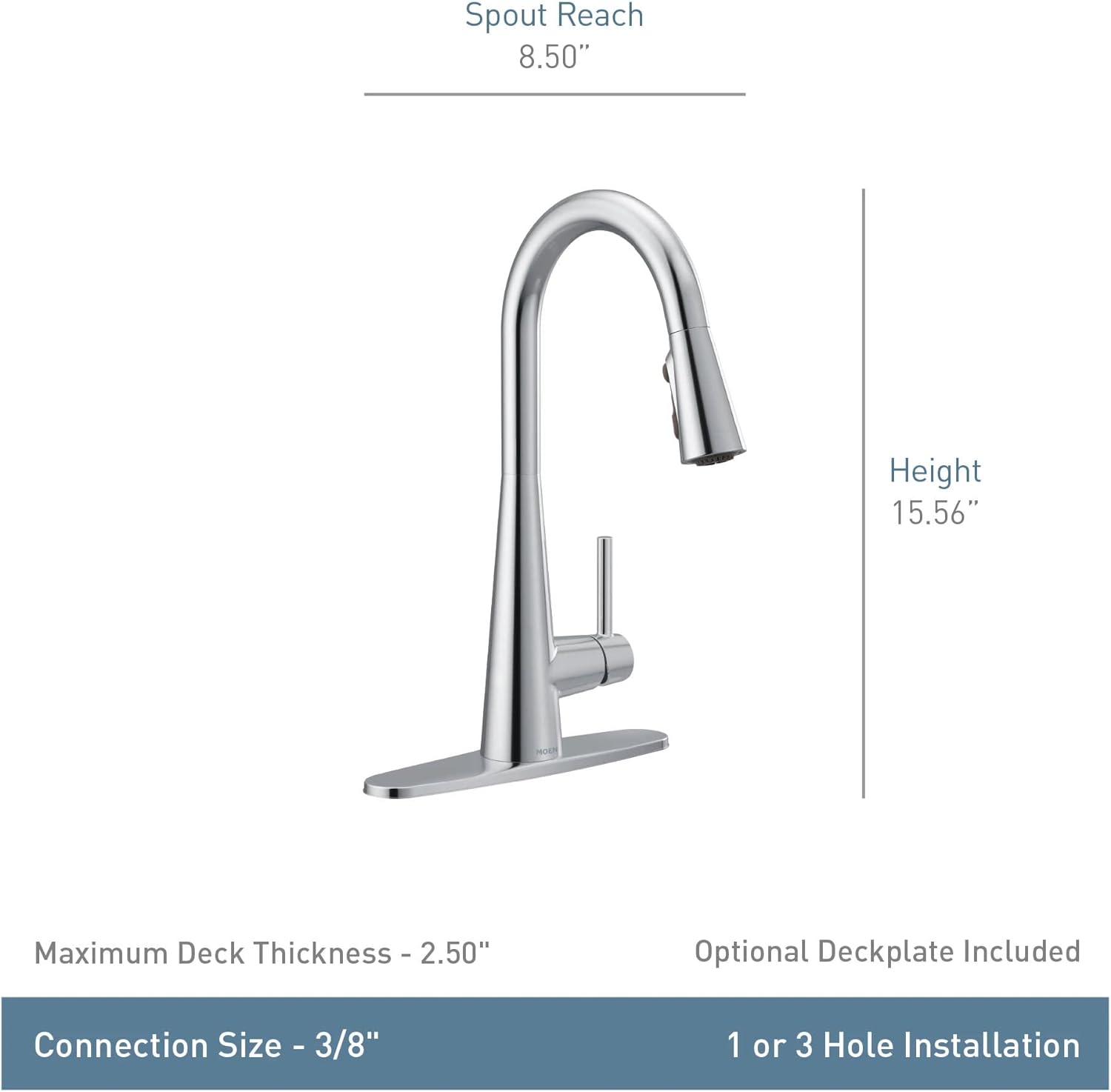 MOEN Moen 7864 Sleek Chrome One-Handle Pulldown Kitchen Faucet