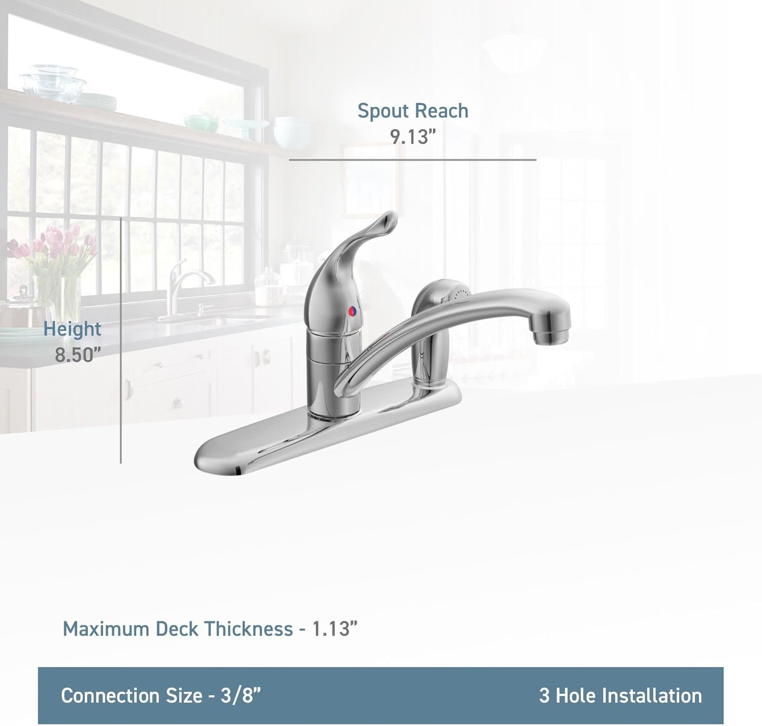 MOEN Moen 7434 Chateau One-Handle Kitchen Faucet Chrome Finish