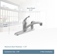 MOEN Moen 7434 Chateau One-Handle Kitchen Faucet Chrome Finish