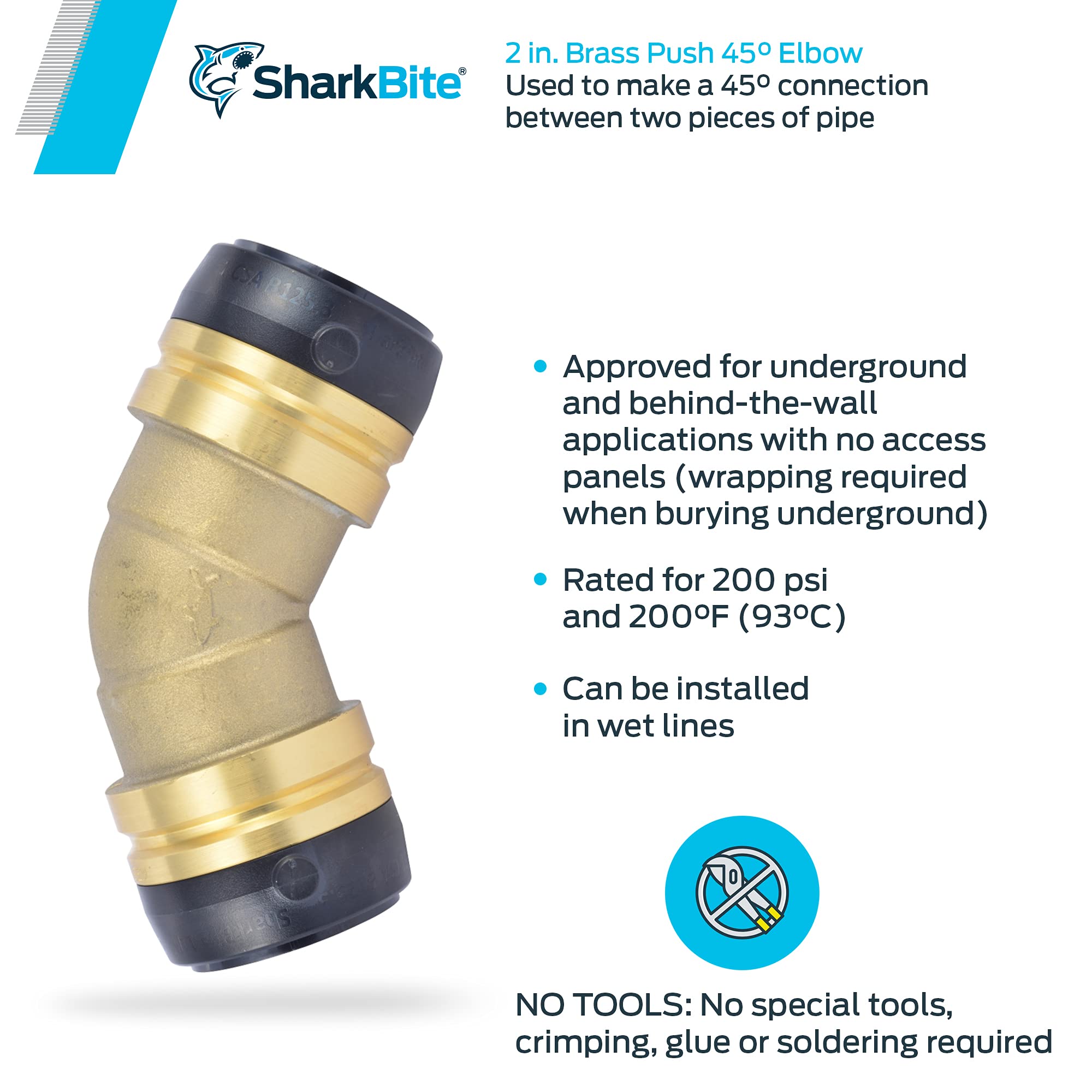 SHARKBITE SharkBite UXL0535 1-1/4 Inch 45 Degree Elbow Push to Connect Brass Plumbing Fitting