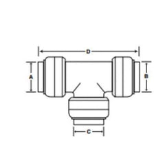SharkBite U374LF 1 x 1 x 1 Push-Fit Tee Brass 200 PSI