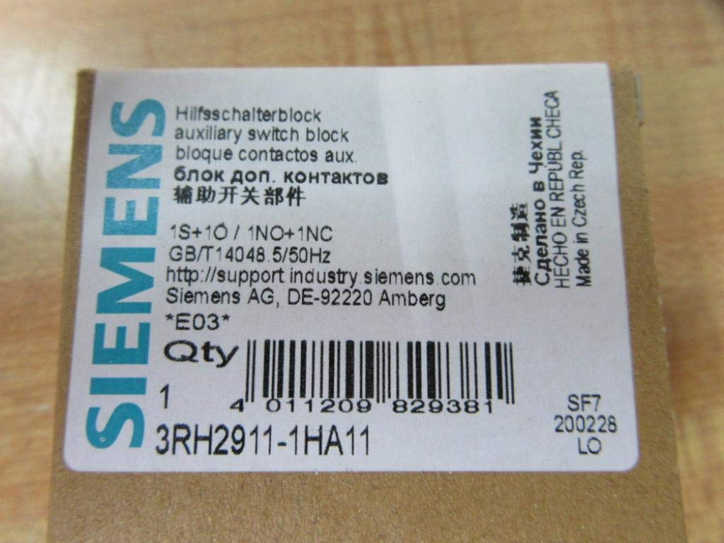 SIEMENS Siemens 3RH2911-1HA11 Auxiliary Switch 1 NO + 1 NC Screw Terminals