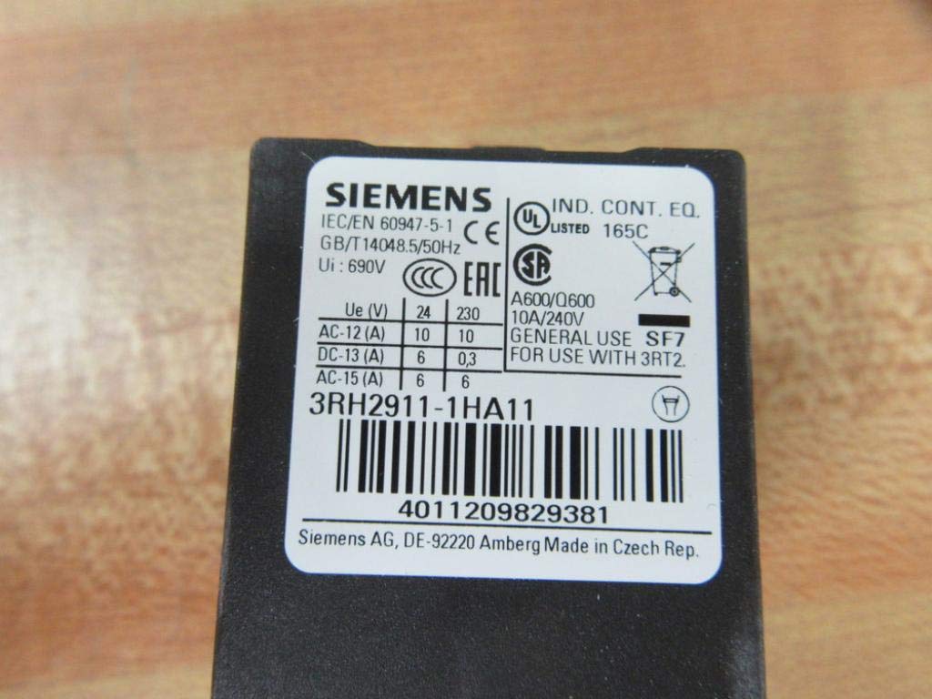 SIEMENS Siemens 3RH2911-1HA11 Auxiliary Switch 1 NO + 1 NC Screw Terminals