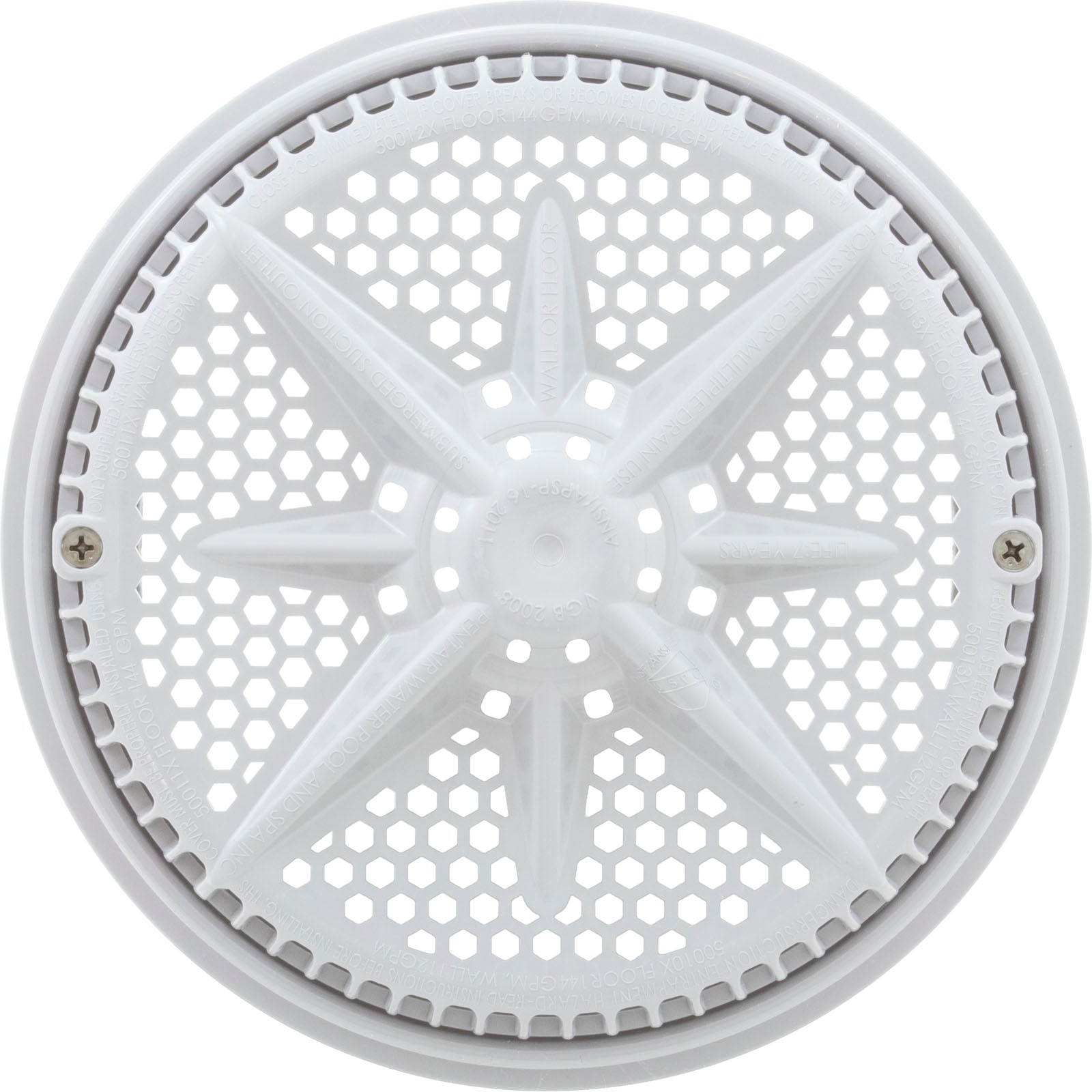 PENTAIR Pentair 500103 8-Inch White Cover with Single Short Ring Replacement StarGuard Pool and Spa Main Drains