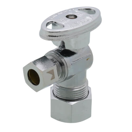 SIOUX CHIEF Sioux Chief 132-G2C1C04 KwikStop 5/8 x 3/8 in. OD Compression Lever Handle Angle Supply Stop Valve Polished Chrome